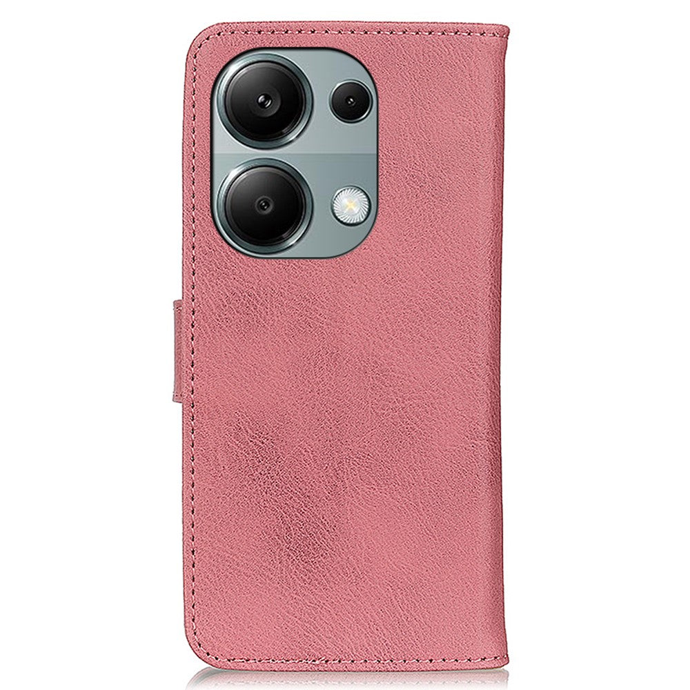 KHAZNEH For Xiaomi Redmi Note 13 4G Case Cowhide Texture Anti-scratch Leather Stand Phone Cover
