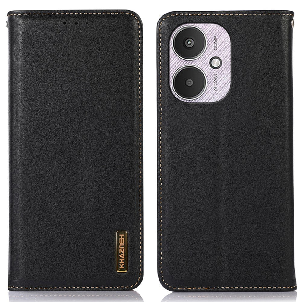 KHAZNEH For Xiaomi Redmi 13C 4G / 5G / 13R 5G / Poco M6 5G / Poco C65 4G Phone Case Genuine Cow Leather Cover