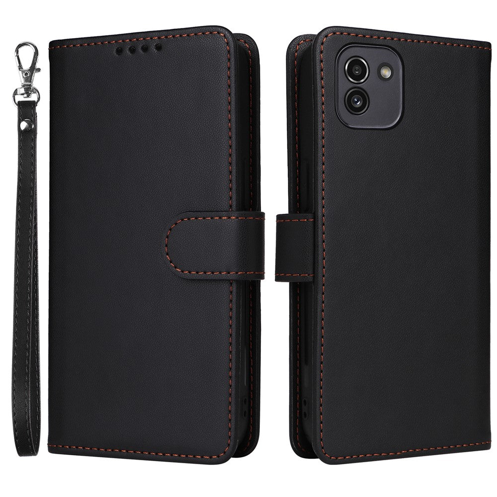 For Samsung Galaxy A03 (164.2mm) Magnetic Case BETOPNICE Detachable PU Leather Phone Cover with Strap