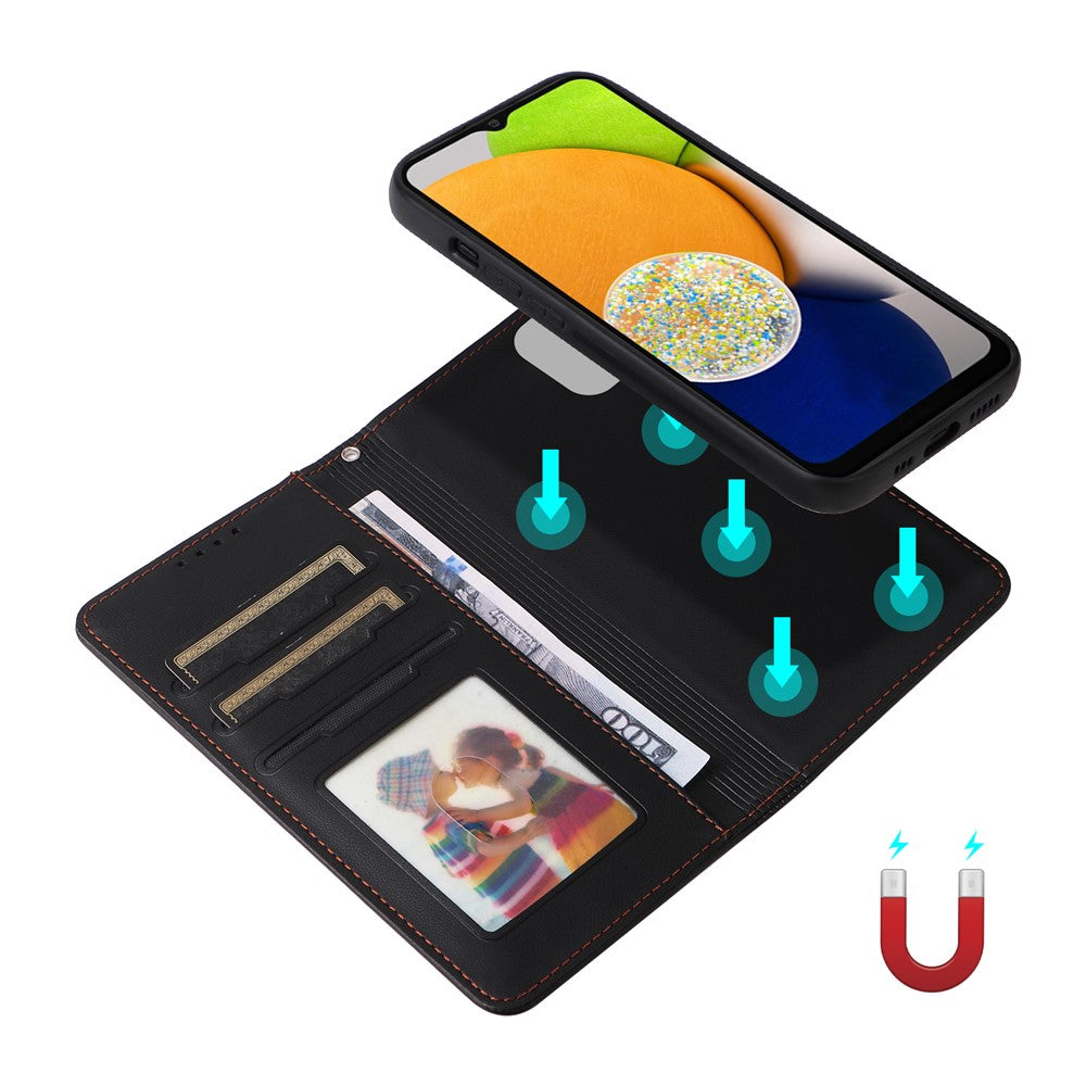 For Samsung Galaxy A03 (164.2mm) Magnetic Case BETOPNICE Detachable PU Leather Phone Cover with Strap