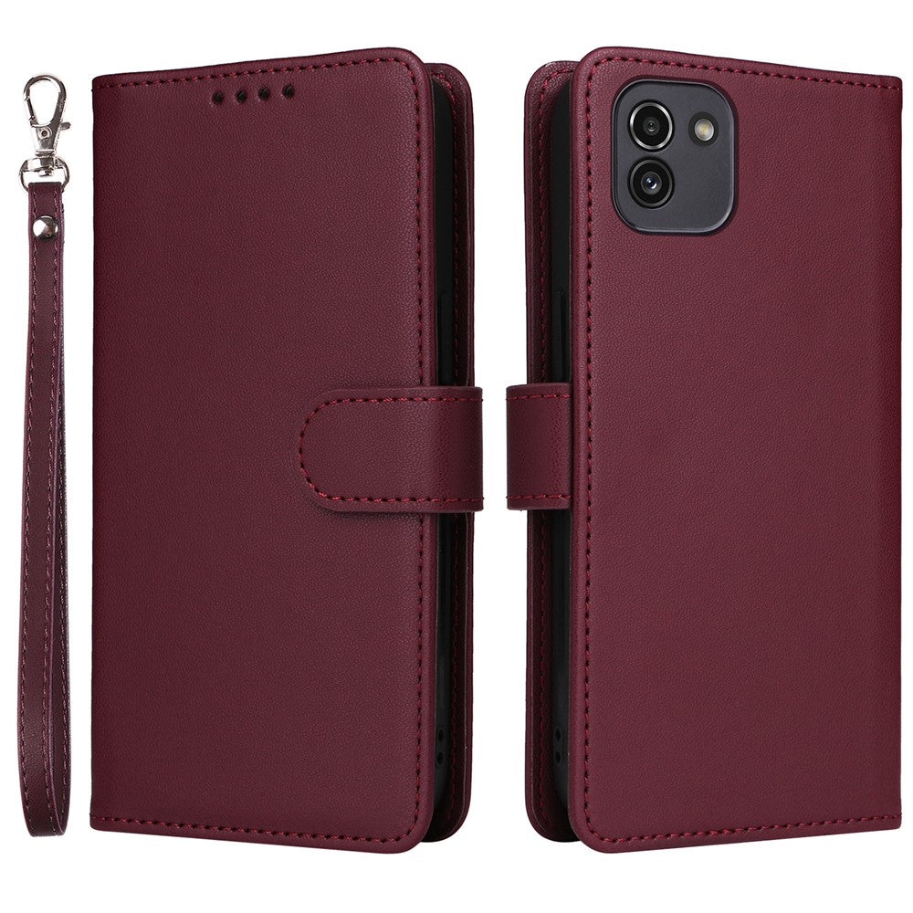 For Samsung Galaxy A03 (164.2mm) Magnetic Case BETOPNICE Detachable PU Leather Phone Cover with Strap