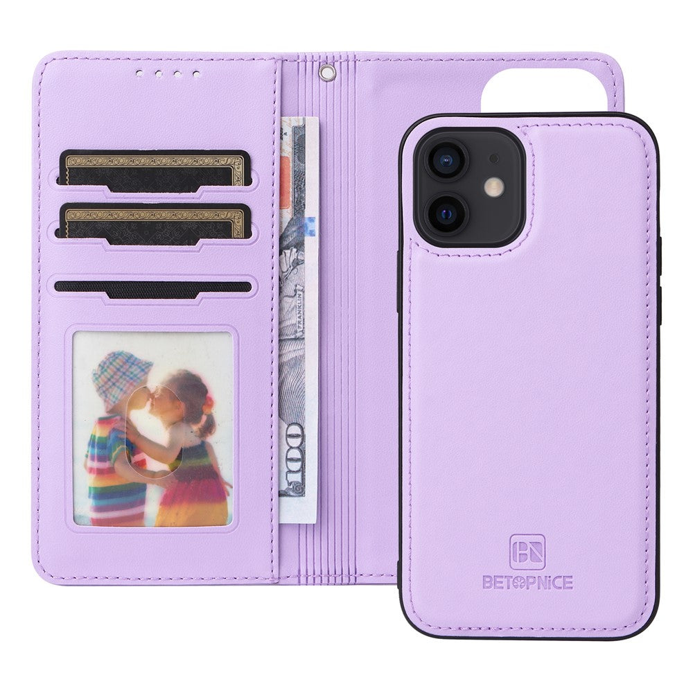 For iPhone 12 / 12 Pro Magnetic Case BETOPNICE Detachable PU Leather Phone Cover with Strap