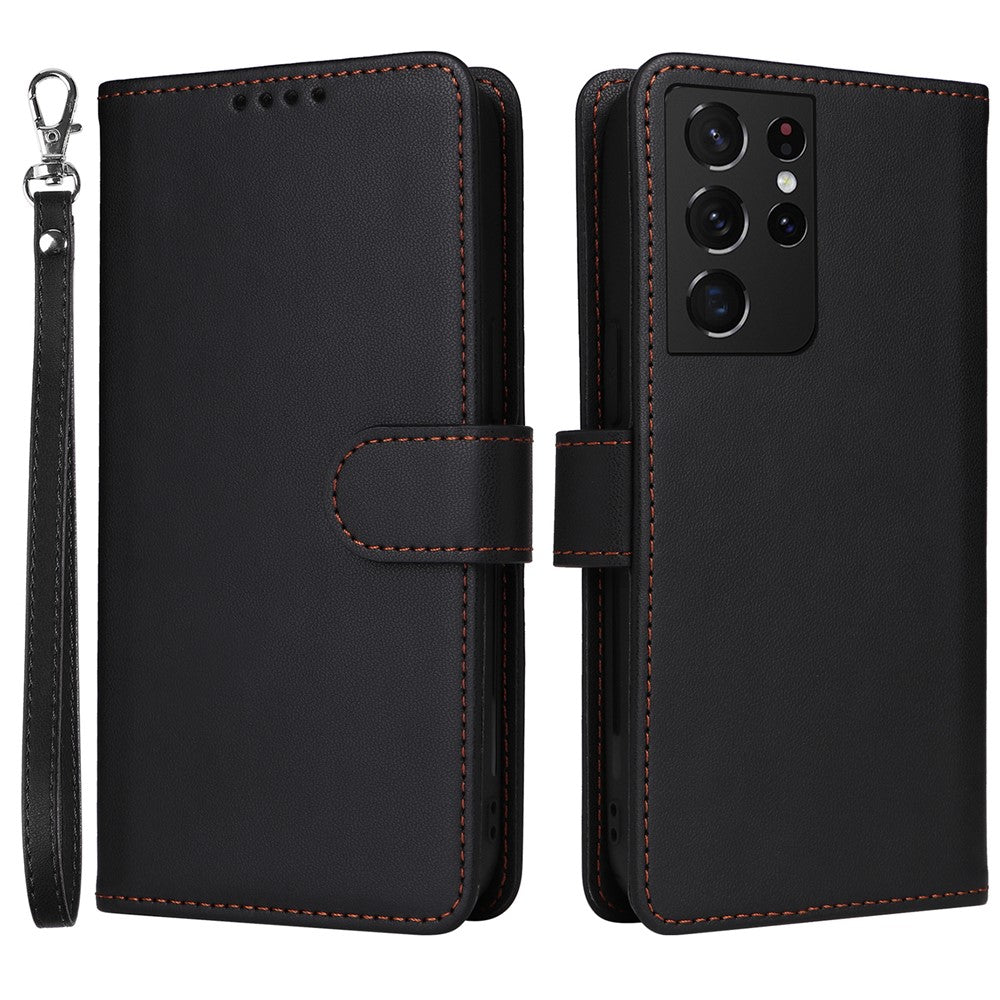 For Samsung Galaxy S21 Ultra 5G Magnetic Case BETOPNICE Detachable PU Leather Phone Cover with Strap