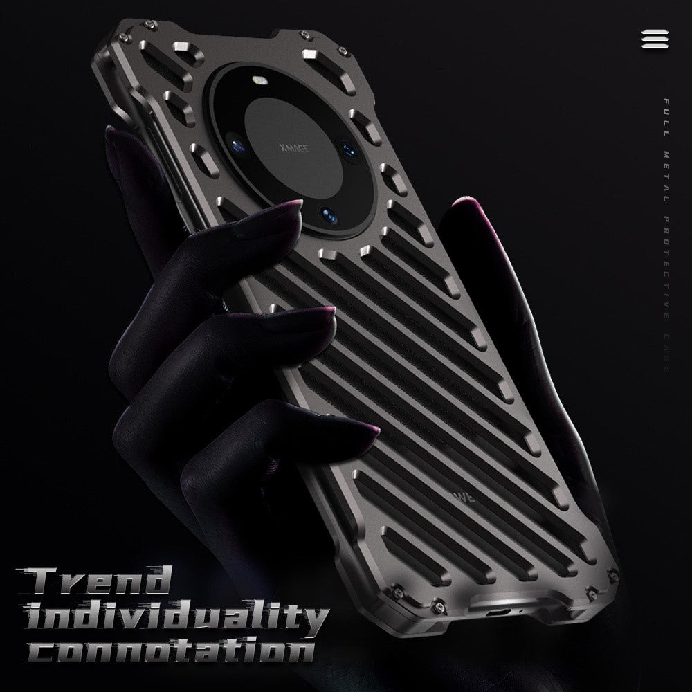 R-JUST RJ-50 For Huawei Mate 60 Pro Case Aluminum Alloy Hollow Phone Back Cover with Lens Protector