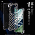 R-JUST RJ-50 For Huawei Mate 60 Pro Case Aluminum Alloy Hollow Phone Back Cover with Lens Protector