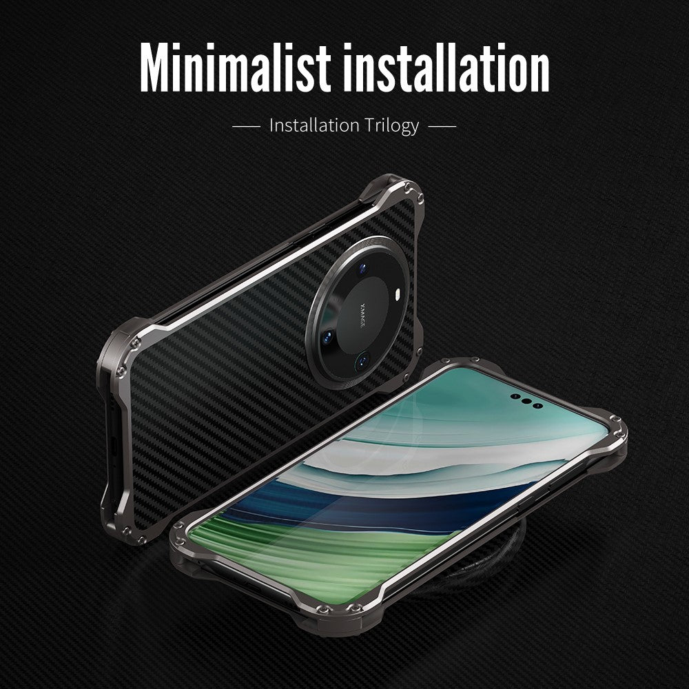 R-JUST RJ-51 För Huawei Mate 60 Pro Skal Ihåligt PC + Aluminiumlegering Stötsäkert mobilskal