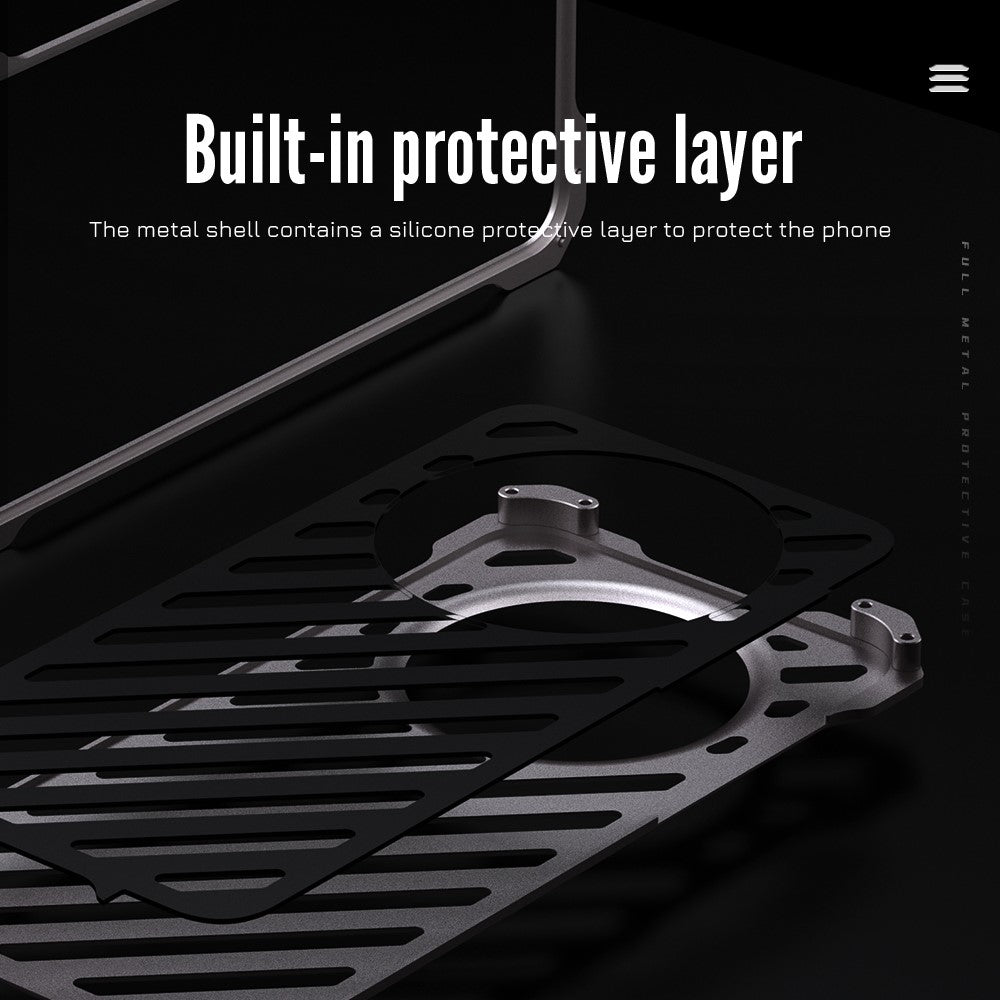 R-JUST RJ-50 För Huawei Mate 60 Mobilskal Ihåligt Aluminiumlegering Fallskyddande Skal Med Linsskydd