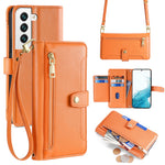Samsung Galaxy S22 5G-skal, läder, fallskydd med dragkedja och 2 remmar