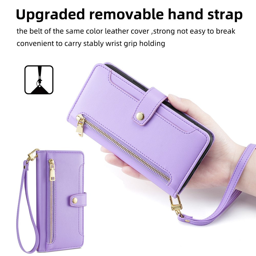 Til Samsung Galaxy S21 4G / S21 5G Cover i PU-læder med lynlåslomme
