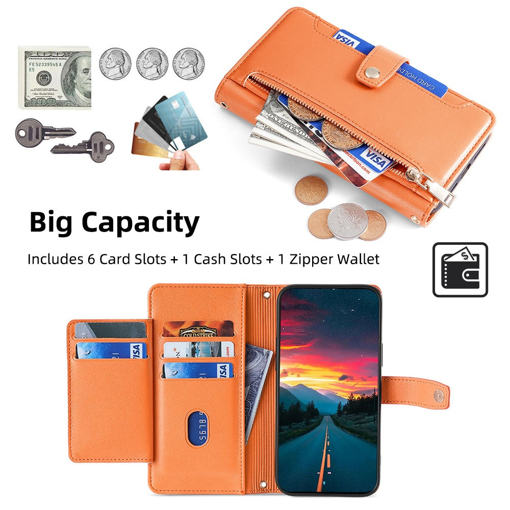 For Samsung Galaxy S21+ 5G Cell Phone Case Textured Wallet Stand Leather Phone Cover with 2 Straps