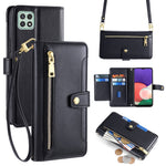 For Samsung Galaxy A22 5G (EU Version) Cell Phone Case PU Leather Cover with Long and Short Strap