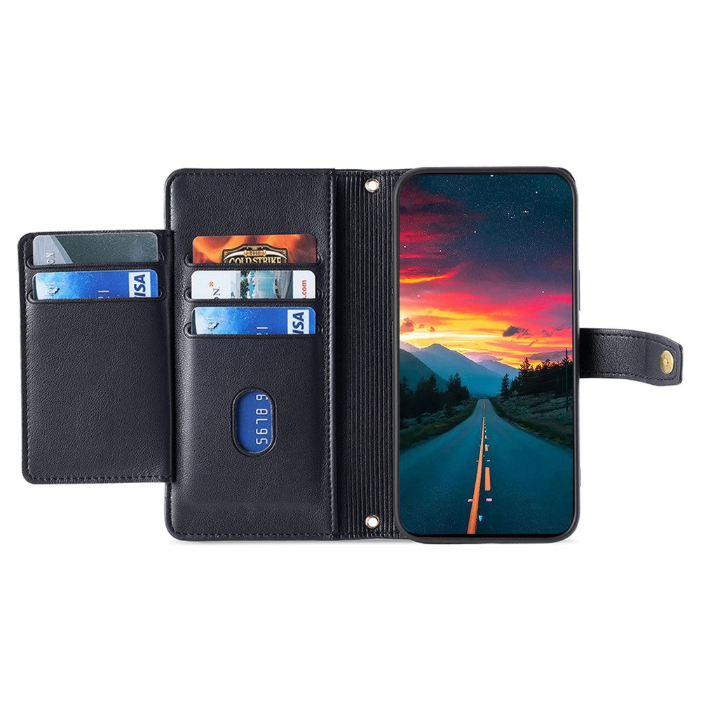 For Samsung Galaxy A22 5G (EU Version) Cell Phone Case PU Leather Cover with Long and Short Strap
