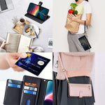 For Samsung Galaxy A22 5G (EU Version) Cell Phone Case PU Leather Cover with Long and Short Strap