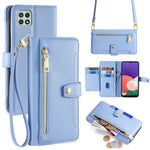 For Samsung Galaxy A22 5G (EU Version) Cell Phone Case PU Leather Cover with Long and Short Strap