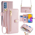 For Samsung Galaxy M52 5G Cell Phone Case Zipper Pocket Drop-proof Leather Wallet Stand Cover