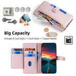 For Samsung Galaxy M52 5G Cell Phone Case Zipper Pocket Drop-proof Leather Wallet Stand Cover