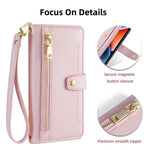 For Samsung Galaxy M52 5G Cell Phone Case Zipper Pocket Drop-proof Leather Wallet Stand Cover
