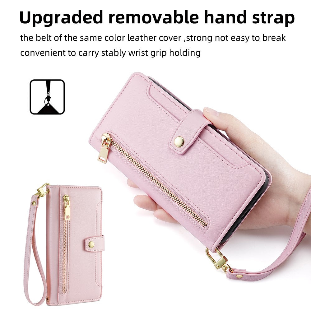 For Samsung Galaxy M52 5G Cell Phone Case Zipper Pocket Drop-proof Leather Wallet Stand Cover