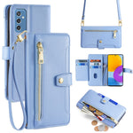 For Samsung Galaxy M52 5G Cell Phone Case Zipper Pocket Drop-proof Leather Wallet Stand Cover