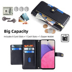 For Samsung Galaxy A33 5G Case Zipper Pocket Stand Phone Cover with Shoulder Strap