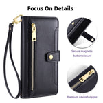 For Samsung Galaxy A33 5G Case Zipper Pocket Stand Phone Cover with Shoulder Strap