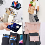 For Samsung Galaxy A32 4G (EU Version) Cell Phone Case Zipper Pocket Leather Cover with Wrist Strap