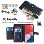 For Samsung Galaxy A13 4G Magnetic Phone Case Anti-drop Leather 6 Card Holders Cover