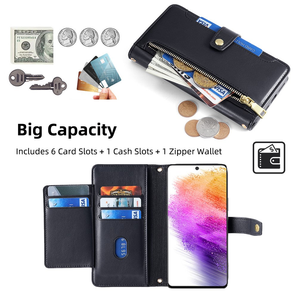 Til Samsung Galaxy A73 5G Magnetisk Etui 6 Kortlommer Standtelefoncover
