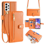 For Samsung Galaxy A23 5G (Global Version) Magnetic Phone Case PU Leather Stand Cover with Wrist Strap