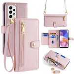 For Samsung Galaxy A23 5G (Global Version) Magnetic Phone Case PU Leather Stand Cover with Wrist Strap