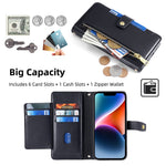 For iPhone 13 Pro Max 6.7 inch Cell Phone Case 6 Card Holders Magnetic Cover