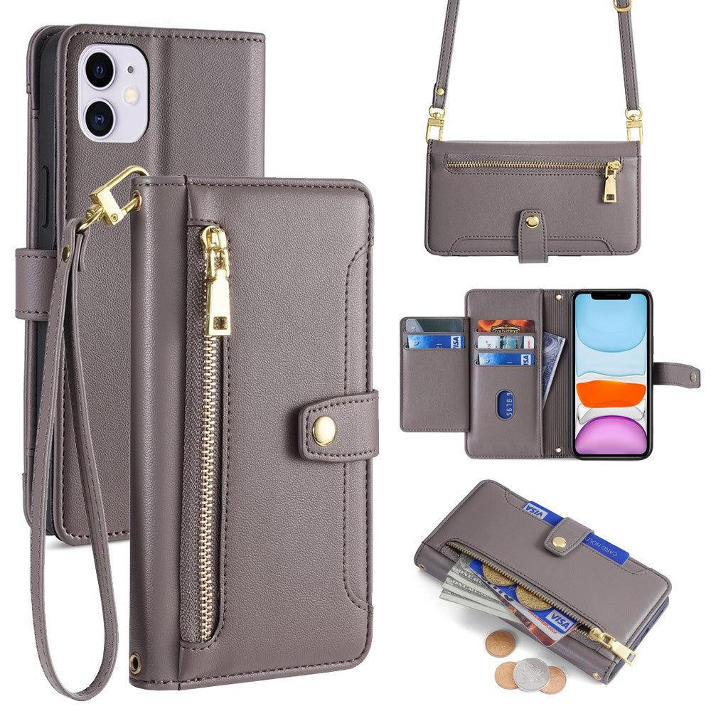 For iPhone 11 Case Anti-scratch Wallet Phone Cover with Magnetic Closure