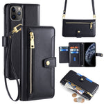 For iPhone 11 Pro Wallet Case Magnetic Crossbody Card Holder Phone Cover