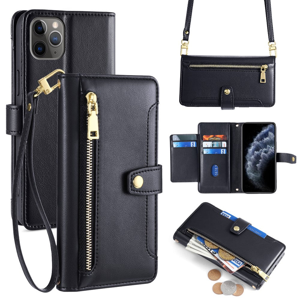 For iPhone 11 Pro Wallet Case Magnetic Crossbody Card Holder Phone Cover