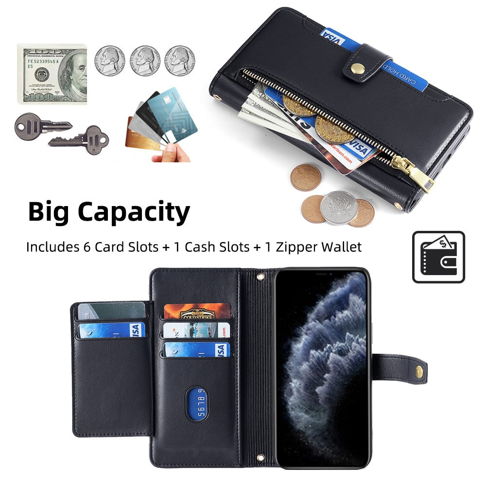 For iPhone 11 Pro Wallet Case Magnetic Crossbody Card Holder Phone Cover