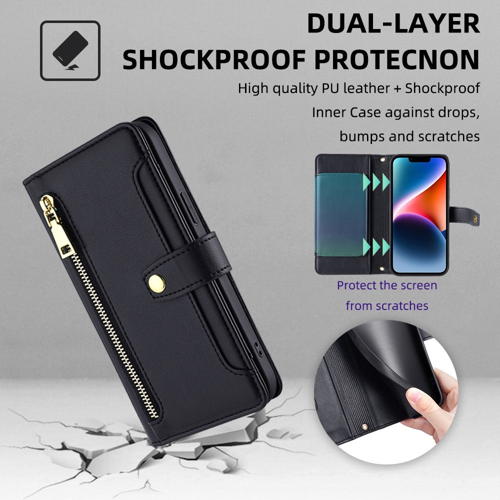 For iPhone 11 Pro Wallet Case Magnetic Crossbody Card Holder Phone Cover
