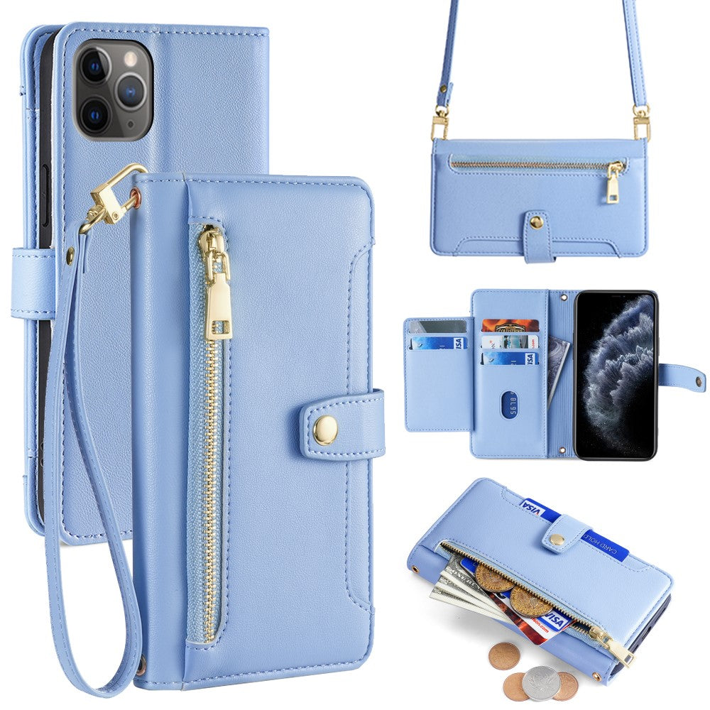 For iPhone 11 Pro Wallet Case Magnetic Crossbody Card Holder Phone Cover