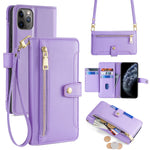 For iPhone 11 Pro Wallet Case Magnetic Crossbody Card Holder Phone Cover