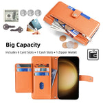 For Samsung Galaxy S23+ Wallet Case 6 Card Holders Crossbody Phone Guard Cover
