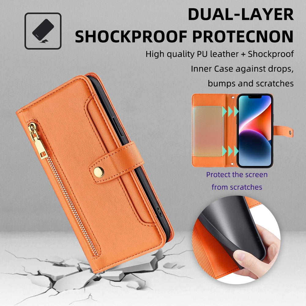 For Samsung Galaxy S23+ Wallet Case 6 Card Holders Crossbody Phone Guard Cover