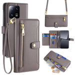 For Xiaomi 13 Pro 5G Case Leather Hardware Buckle Phone Stand Cover with 2 Straps