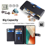 For Xiaomi Redmi Note 13 5G Crossbody Phone Case Zipper Pocket PU Leather Cover