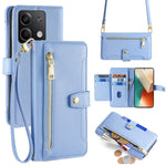 For Xiaomi Redmi Note 13 5G Crossbody Phone Case Zipper Pocket PU Leather Cover