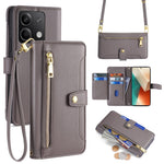 For Xiaomi Redmi Note 13 5G Crossbody Phone Case Zipper Pocket PU Leather Cover
