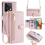 For Xiaomi Redmi Note 13 5G Crossbody Phone Case Zipper Pocket PU Leather Cover