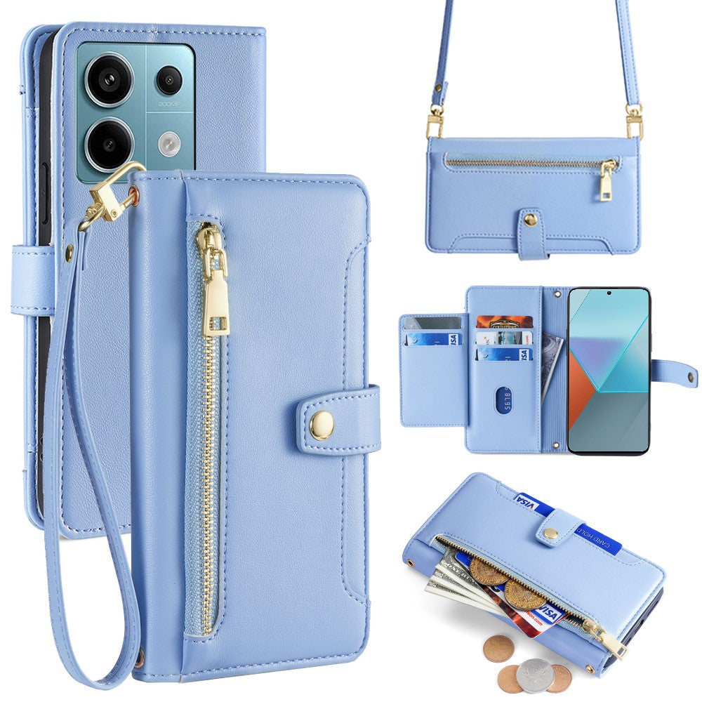 For Xiaomi Redmi Note 13 Pro 5G / Poco X6 5G Leather Case Phone Wallet Cover Zipper Pocket