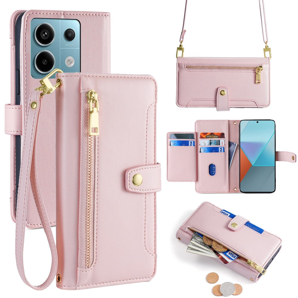 For Xiaomi Redmi Note 13 Pro 5G / Poco X6 5G Leather Case Phone Wallet Cover Zipper Pocket