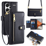 For Xiaomi Redmi Note 13 Pro+ 5G Leather Case Zipper Phone Cover with 2 Straps