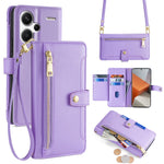 For Xiaomi Redmi Note 13 Pro+ 5G Leather Case Zipper Phone Cover with 2 Straps