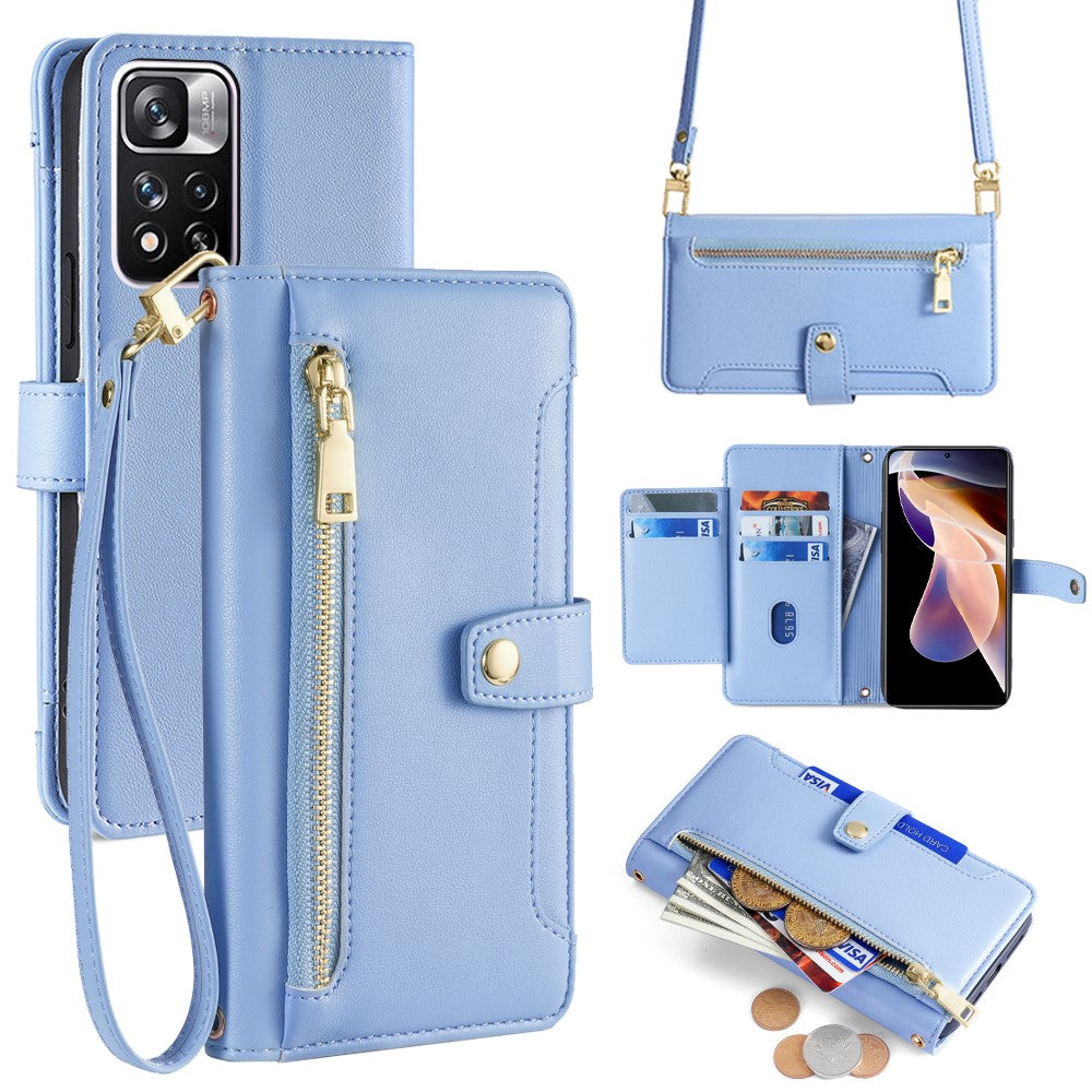 For Xiaomi Redmi Note 11 Pro / Note 11 Pro+ 5G Leather Case Zipper Pocket Crossbody Phone Cover